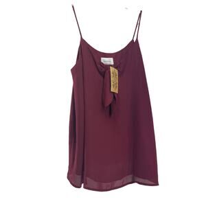 New Adrienne Burgundy Tie Bust Sleeveless Tank Top Women's Size Small
